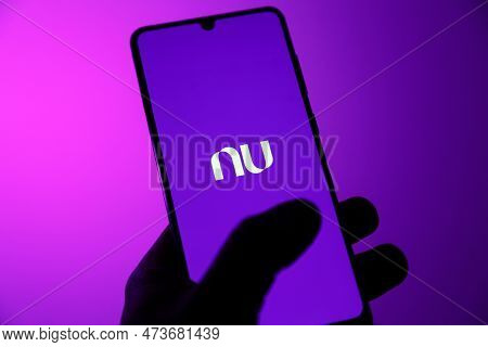 Sao Paulo, Brazil - March 28, 2023: Screen Of The Nubank Logo, Illustrative Editorial Image
