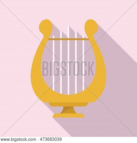 Harp Lyre Icon. Flat Illustration Of Harp Lyre Icon For Web Design