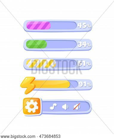 Ui Bars For Game Set. Progress Bars And Game Or Application Downloads. Energy Indicator. Interface F