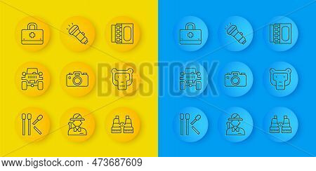 Set Line Matches, Off Road Car, Photo Camera, Binoculars, Monkey, First Aid Kit, Matchbox And Matche