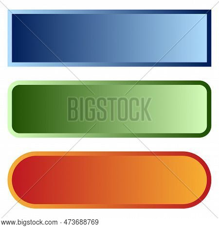 Long, Oblong, Wide Format Banner, Button Plaque And Plaquette Plate Shape. Vector Illustration.