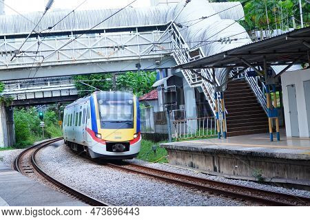 Kuala Lumpur, Malaysia. March 5, 2023. Mrt Or Mass Rapid Transit Train At The Station.