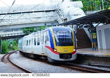 Kuala Lumpur, Malaysia. March 5, 2023. Mrt Or Mass Rapid Transit Train At The Station.