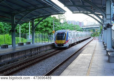 Kuala Lumpur, Malaysia. March 5, 2023. Mrt Or Mass Rapid Transit Train At The Station.