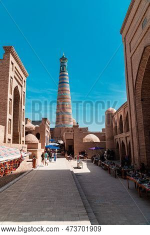 April, 13, 2022 - Uzbekistan, Khiva: Ancient Uzbek Town Khiva With Bazar And Old Architecture