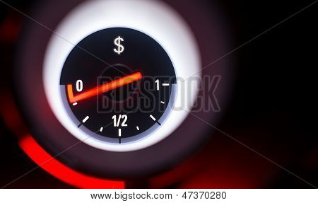 Dollar Sign Fuel Gauge At Empty.