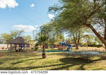 Upington, South Africa - Feb 24, 2023: The Camping Site At Kalahari Monate Lodge On Road R360 North 