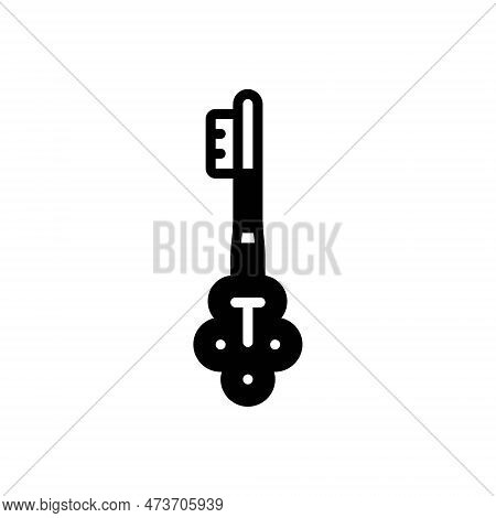 Black Solid Icon For Key Clef Lock Secret Security Antique Unlock Latchkey