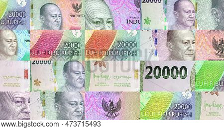Indonesian Rupiah 20000 Idr Banknotes Abstract Color Mosaic Pattern