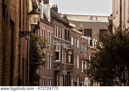 Picture Of A Typical Facade Of Dutch Architecture In The City Center Of Maastricht. Maastricht Is A 