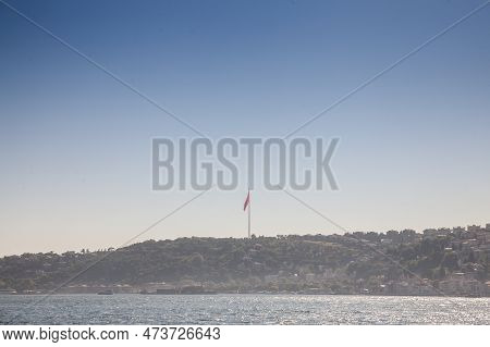 Picture Of The Official Turkish Flag Hoisted In A Windy Environment. The National Flag Of Turkey, Of