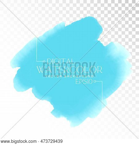 Vector Digital Watercolor Brush Stain. Colorful Painted Stroke For Backdrop. Artistic Painted Backgr