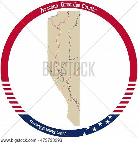 Map Of Greenlee County In Arizona, Usa Arranged In A Circle.