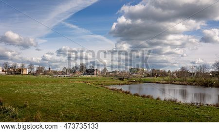Skyline Of The Beautiful City Of Hardenberg Located On The River Named The Vecht, In The Province Of