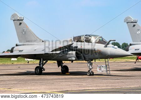 French Air Force Dassault Rafale Fighter Plane On The Tarmac Of Cambrai Air Base. Cambrai, France - 