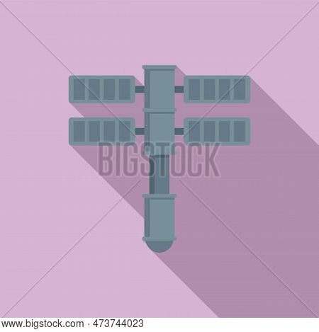 Modern Space Station Icon Flat . International Mars Station. X Space Rocket