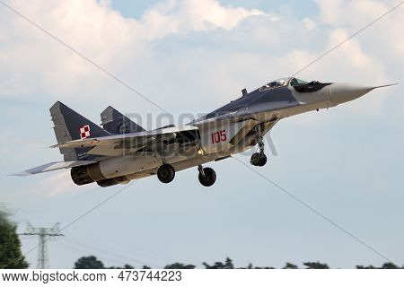 Polish Air Force Mig-29 Fulcrum Departing Berlin-schonefeld Airport. Berlin, Germany - June 2, 2016