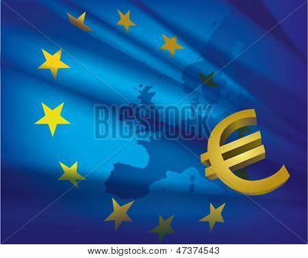 Euro e la bandiera dell'Unione europea