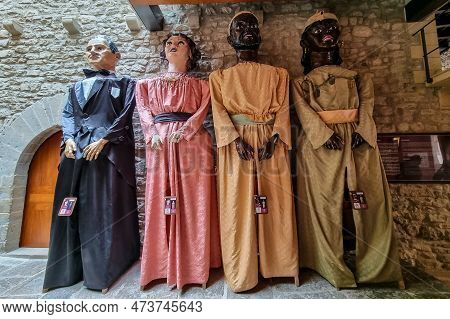 Morella, Spain - August 09, 2022 : The Giants In Morella Are A Traditional Parade Featuring Giant Fi