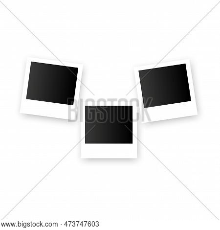 Realistic Photo Frame Set. Photo Album Template Set. Scrapbook Pattern. Vector Illustration.