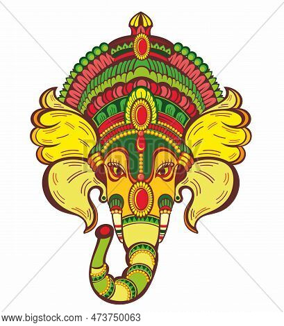 Lord Ganesh. Ganesh Puja. Ganesh Chaturthi. It Is Used For Postcards, Prints, Textiles, Tattoo.ornam