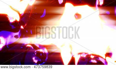 Pink Transparent Liquid Balls Lighting With Horizontal Flares - Abstract 3d Illustration