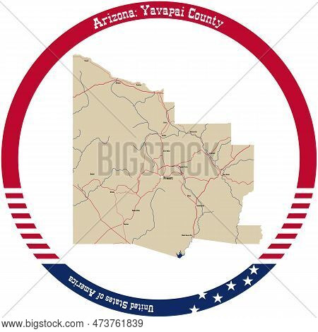 Map Of Yavapai County In Arizona, Usa Arranged In A Circle.