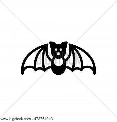 Black Solid Icon For Bat Halloween Vampire Wing Rearmouse Dark Midnight Scary Horror Hang Spooky