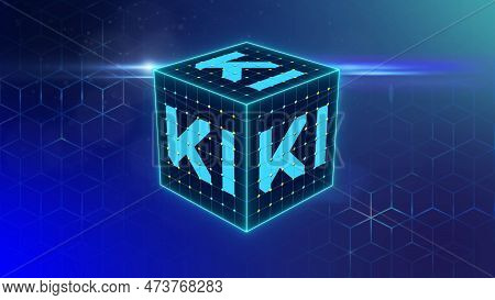 Cube With Inscription Ki - Concept Of Visualization Of Artificial Intelligence (in German Kuenstlich