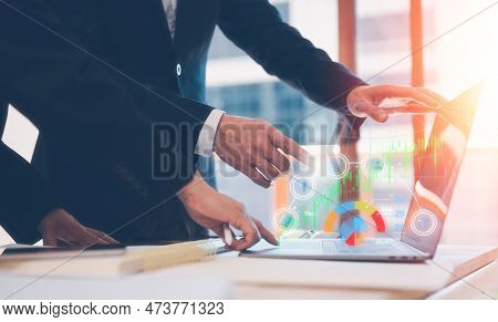 Analyst Working With Business Analytics And Data Management System On Computer, Make A Report With K