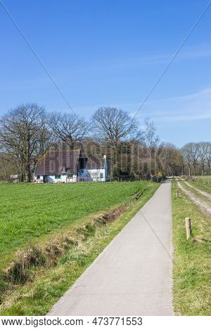 Little White Farm At The Bicycle Path In The Drents-friese Wold, Netherlands