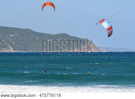 People Practicing Kitesurf At Buffalo Bay On South Africa