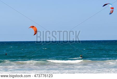 People Practicing Kitesurf At Buffalo Bay On South Africa