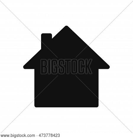 Black House Silhouette With Roof And Chimney Filled In Vector. Building Icon In Glyph. Real Estate A