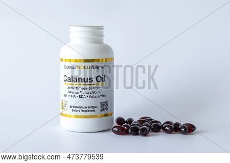 Irpen, Ukraine, March 23 20222, California Gold Nutrition Calanus Oil, Illustrative Editorial