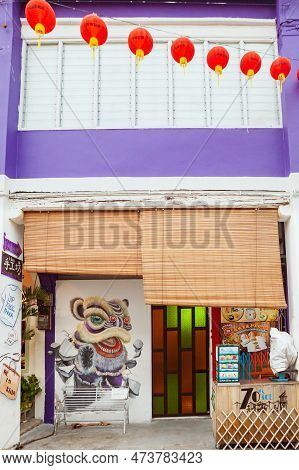 Georgetown, Penang, Malaysia - September 01, 2014: Chinese House At Lebuh Armenia, One Of The Main S