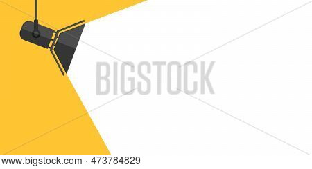 Lamp Illumination Icon In Flat Style. Spotlight Vector Illustration On Isolated Background. Floodlig