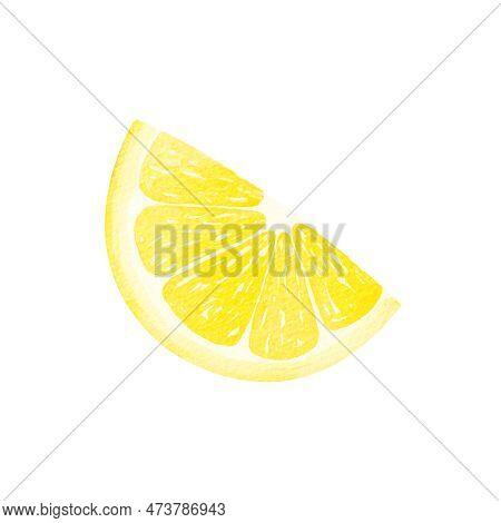 Watercolor Half Lemon Yellow, Isolated On White Background. Vegetable Menu.illustration For Design, 