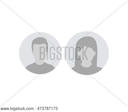 Man And Woman Avatar Profile. Male And Female Face Silhouette. Profile Picture, Portrait Symbol. Use