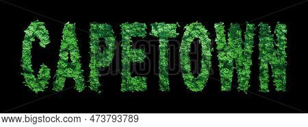 Capetown Lettering, Capetown Forest Ecology Concept On Black, Clipping Path
