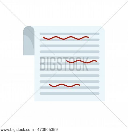 Paper Proofread Icon. Flat Illustration Of Paper Proofread Icon Isolated On White Background