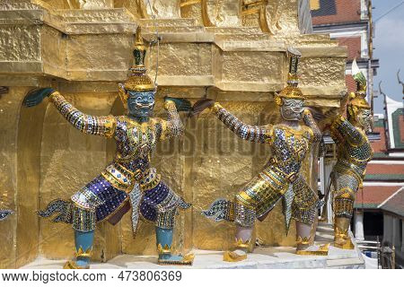 Demon Guardian Inside The Grand Palace In Bangkok, Grand Palace Was A Former Residence For King Rama