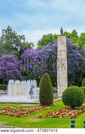 Seville, Spain - May 21, 2017: This Is A Monument To The Navigator Juan Sebastian Elcano, The First 