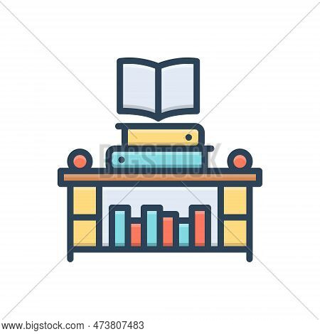 Color Illustration Icon For Bibliography Library Catalogue Shelves Book Bookstore