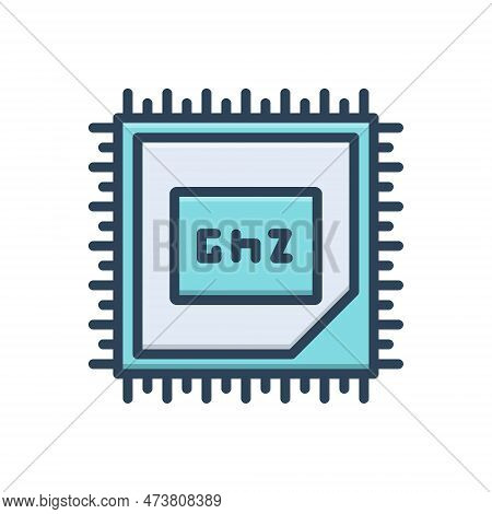 Color Illustration Icon For Ghz Speed Range Giga-bait Billion-hertz Gigahertz Microprocessor