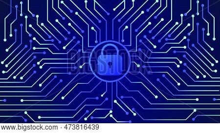 Security System Vector Cyber Padlock Icon. Digital Data Protection Cyber Security Padlock Icon Eps B