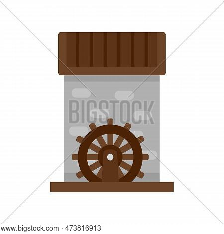 Flour Water Mill Icon. Flat Illustration Of Flour Water Mill Icon Isolated On White Background