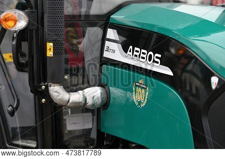 Kaunas, Lithuania - March 30, 2023: Arbos Compact Tractor Vehicle Close-up At International Agricult