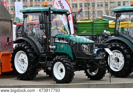 Kaunas, Lithuania - March 30, 2023: Arbos Compact Tractor Vehicle At International Agricultural Show