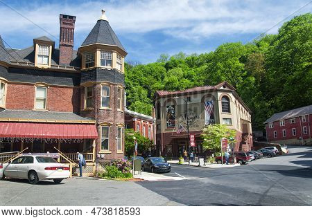 May 18, 2019. Jim Thorpe, Pennsylvania. The Mauch Chunk Opera House Located Within The Historic Town